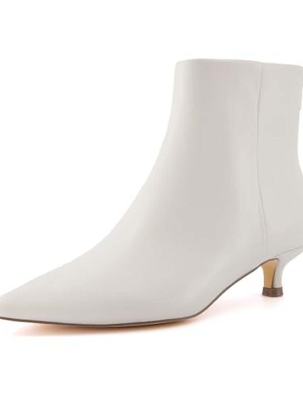 Kitten Heel Bootie Vegan Leather Memory Foam Back Zipper Ankle Boot